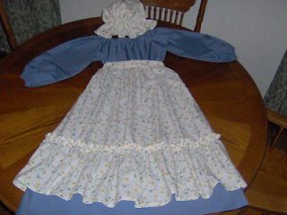   Girls size 8 10 Pioneer/Coloni​al/Prairie Costume Blue + Floral