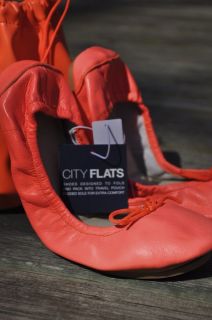 GAP CITY FLATS 2012 WOMENS SHOES NEON ORANGE size 7 WITH DRAWSTRING 