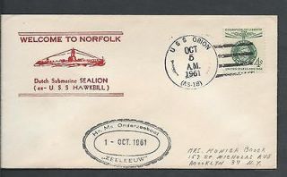 NAVY 10/5/61 USS ORION WELCOME TO NORFOLK DUTCH SUB SEALION