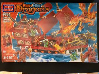 Mega Bloks Fire/Ice Dragons #9834 Fyren Sea Phoenix Warship  HTF  See 