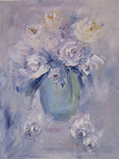 Original Oil Palette Knife Painting Flowers in Vase 14 x 18 Julia 
