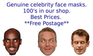 Sporting Celebrity Face Masks, i.e Bradley Wiggins  Genuine and with 