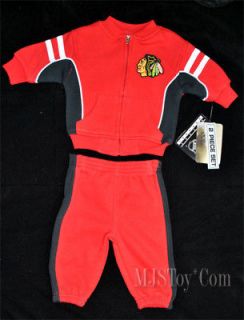NWT Chicago Blackhawks Baby Jogging Suit 2pc Embroidered Team Logo 