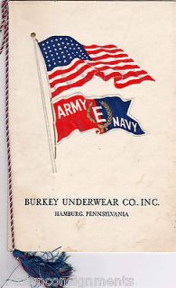 ARMY NAVY PRODUCTION AWARD BURKEY UNDERWEAR Co VINTAGE AMERICAN FLAG 