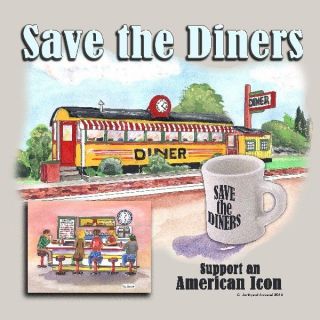 Save the Diner T Shirt (Waitress Truck Stop Dive Coffee Restaurant 