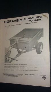 GENUINE GRAVELY TWO WHEEL TRACTOR CART 22172 OPERATORS MANUAL