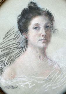 1895 PASTEL PORTRAIT OF A BEAUTIFUL LADY IN OVAL FRAME & SIGNED/DATED