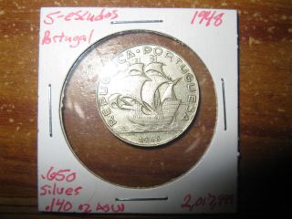 old portugal silver coin rare 1948 5 escudos foreign lot portuguese 