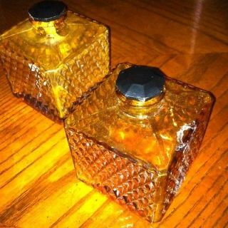 Amber Glass Decanters Japan J.G.I.A Bottle Square Diamond Like 