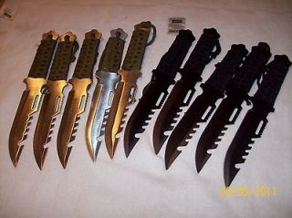 10 Hunting Lightweight Survival knives 5 BLACK 5 SILVER COLOR 