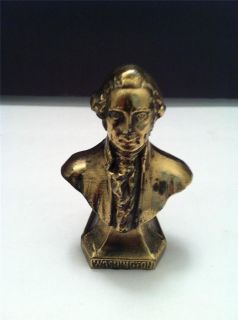 vintage small figural bronze bust of george washington time left