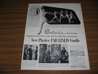 1950 Vintage Ad Playtex Fab Lined Girdles Ladies Dance in Underwear