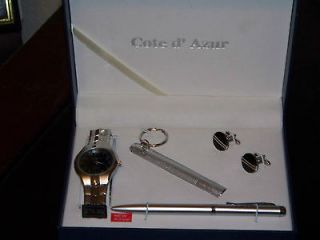   Azur Wristwatch w. Matching Cufflinks, Flashlight Keyring & Pen