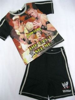 Boys Summer Pyjamas Pjs Black and Orange John Cena WWE Set size 12