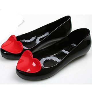 heart black women jelly ballet flats shoes sz 7 5