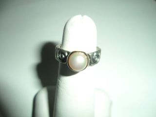 authentic pandora ring silver 14kgold with white pearl time left