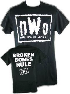nwo broken bones rule new world order white logo t shirt