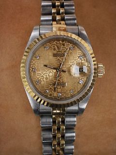 Ladies Two Toned 18K Gold & SS Datejust Rolex Jubilee Diamond Watch