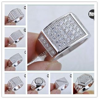 Mens ring Micro Pave Prong Set AAA Hip Hop CZ 925 Sterling Silver 