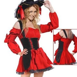 j322 red pirates dress costume carnival outfit with hat