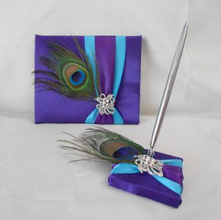   Purple Turquoise Guest Book Pen Set Wedding Reception Ur Colors