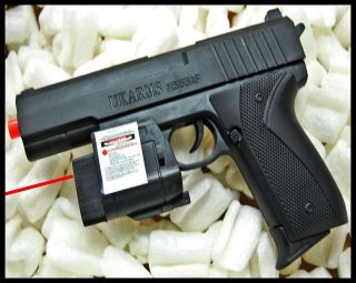 AIRSOFT GUN 6mm entry level RED LASER FLASHLIGHT LED pull back SPRING 