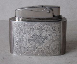   solid silver table petrol cigarette lighter from czech republic