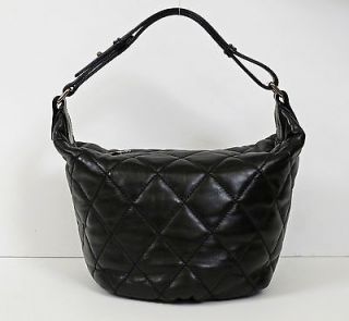   Quilted Leather Soft Sided Hobo Shoulder Bag w CC Logo Zipper Pull