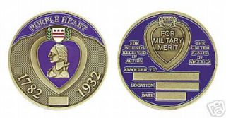purple heart medal usmc usaf navy challenge coin time left