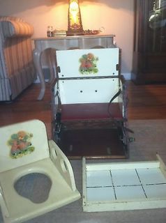 Newly listed VINTAGE CHILDS PORTABLE POTTY/TOILET IN WOOD CASE WITH 