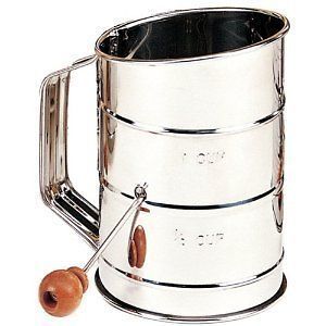 NEW Mrs Anderson Baking 5 cup Stainless Steel Crank Flour Sifter FREE 