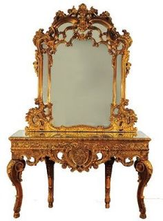 Impressive Large Vintage French Italian Rococo Style Gold Console 