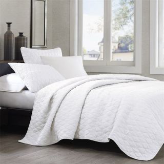 NEW Echo Diamond Geo Full/Queen Coverlet, White, CLEARANCE Free Fast 