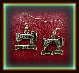 Singer SEWING MACHINE Earrings  Vintage Victorian Antique Style SEWING 