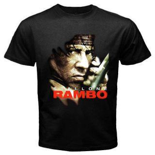 RAMBO Sylvester Stallone Legendary Movie Mens Black T Shirt Size S to 