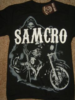 Sons of Anarchy SOA Tv Show Reaper On Bike Skull Samcro T Shirt