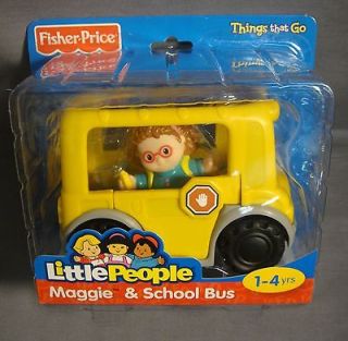 FISHER PRICE LITTLE PEOPLE THINGS THAT GO MAGGIE & SCHOOL BUS TOY 1 4 