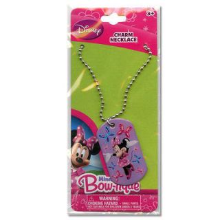 Disney Minnie Mouse Dog Tag Charm with Adjustable Necklace NEW Bows
