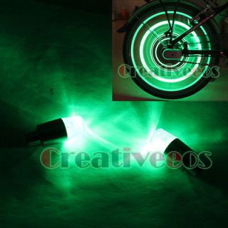 2x Green Bike Motorcycle Wheel Tyre Tire Valve Caps Covers Neon LED 