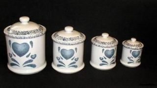 Corning~Corelle~Blue Hearts~ Canister Set~ 8 pcs   NEW in BOX