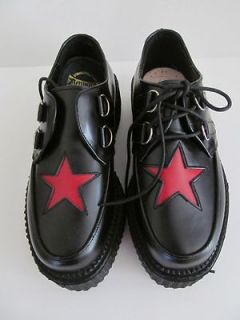   Creeper High Heel Tall Goth Ponk Tennis Shoes Red Star Size 4 438