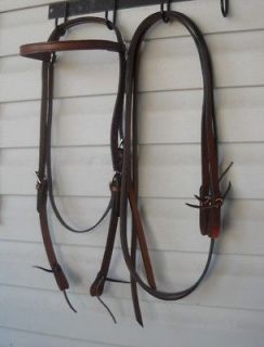Brown Soft USA Made Harness Leather Western Draft Horse Bridle & Reins