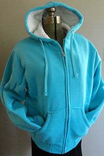 NWT WOMENS SHERPA LINED HOODIE JACKET TURQUOISE BLUE BUTTER SOFT SZ M 