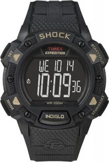 T49896 TIMEX EXPEDITION Shock Resistant INDIGLO BLACK Resin watch 