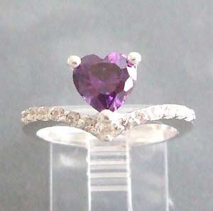 heart crown wrap purple cz 925 silver ring 8 time