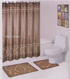 15 pc bath mat set fabric shower curtain fabric covered