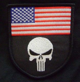 PUNISHER US FLAG SHIELD TACTICAL MILSPEC USA ARMY MORALE FULL COLOR 