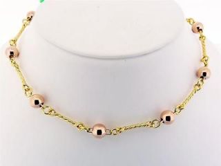   Silver MILOR Gold & Copper Vermeil Rod and Bead Necklace 17 18.07 gms