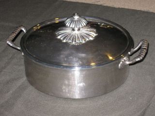 vintage mid century italy silver plate lidded casserole serving dish 