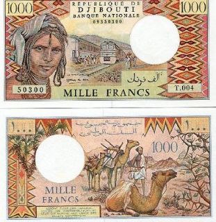 djibouti 1000 francs nd p 37 e unc beautiful note  12 50 0 